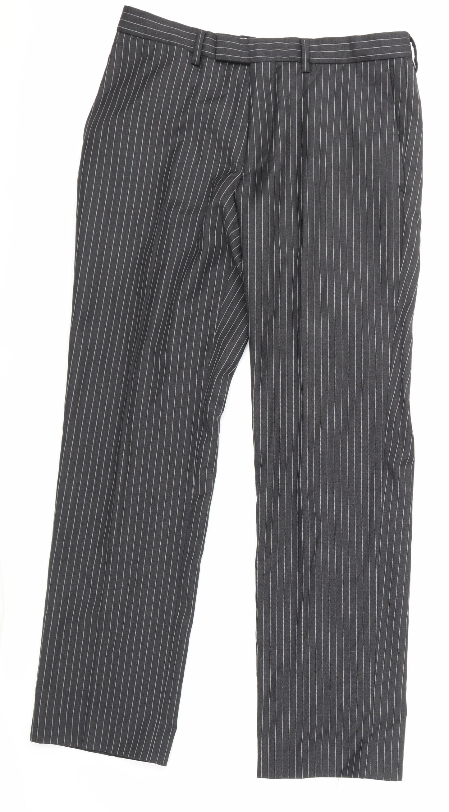 NEXT Mens Black Striped  Trousers  Size 32 in