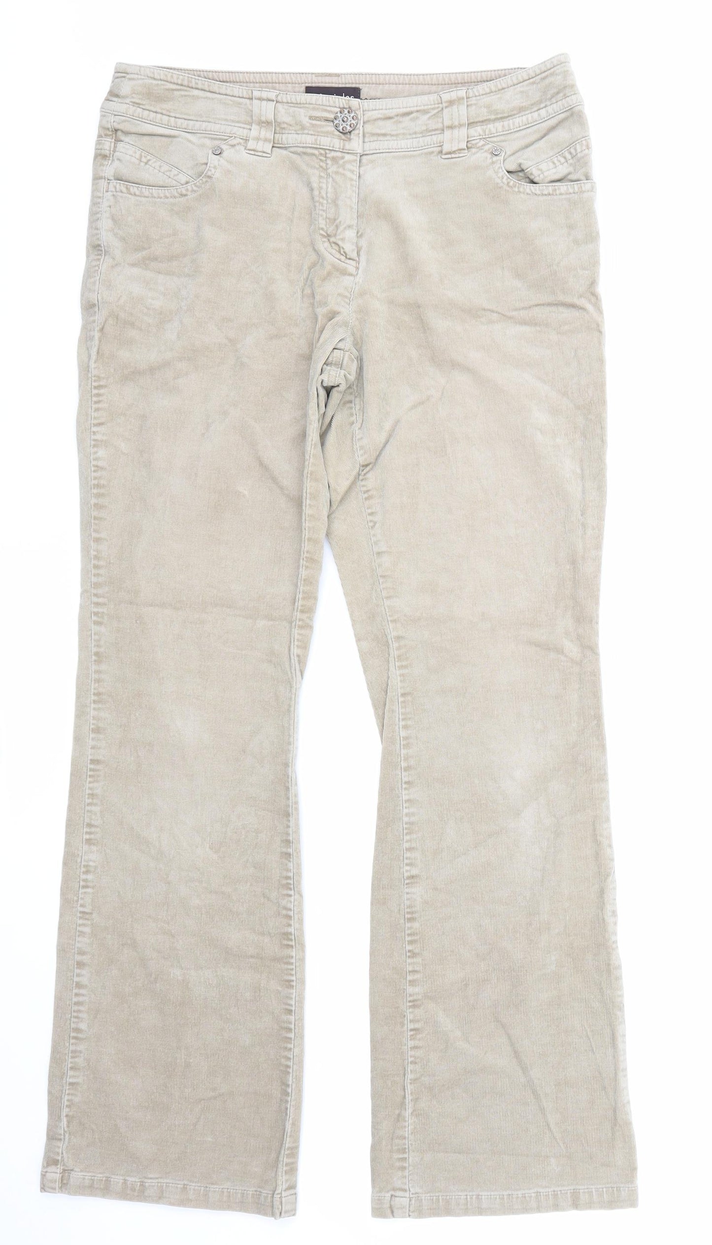 Principles Womens Beige  Velvet Flared Jeans Size 12
