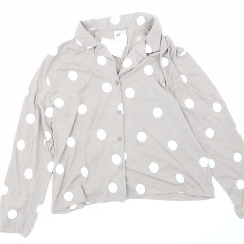 H&M Womens Beige Polka Dot  Basic Button-Up Size M