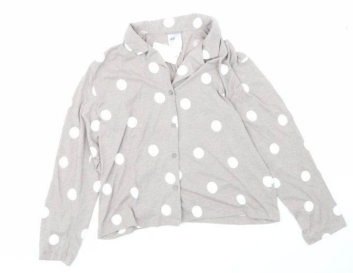 H&M Womens Beige Polka Dot Basic Button-Up Size M