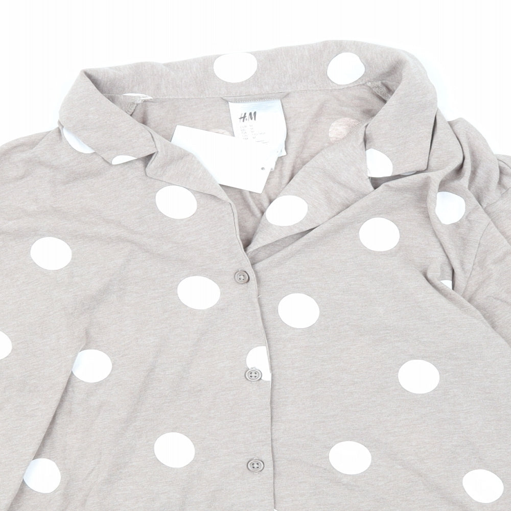 H&M Womens Beige Polka Dot  Basic Button-Up Size M