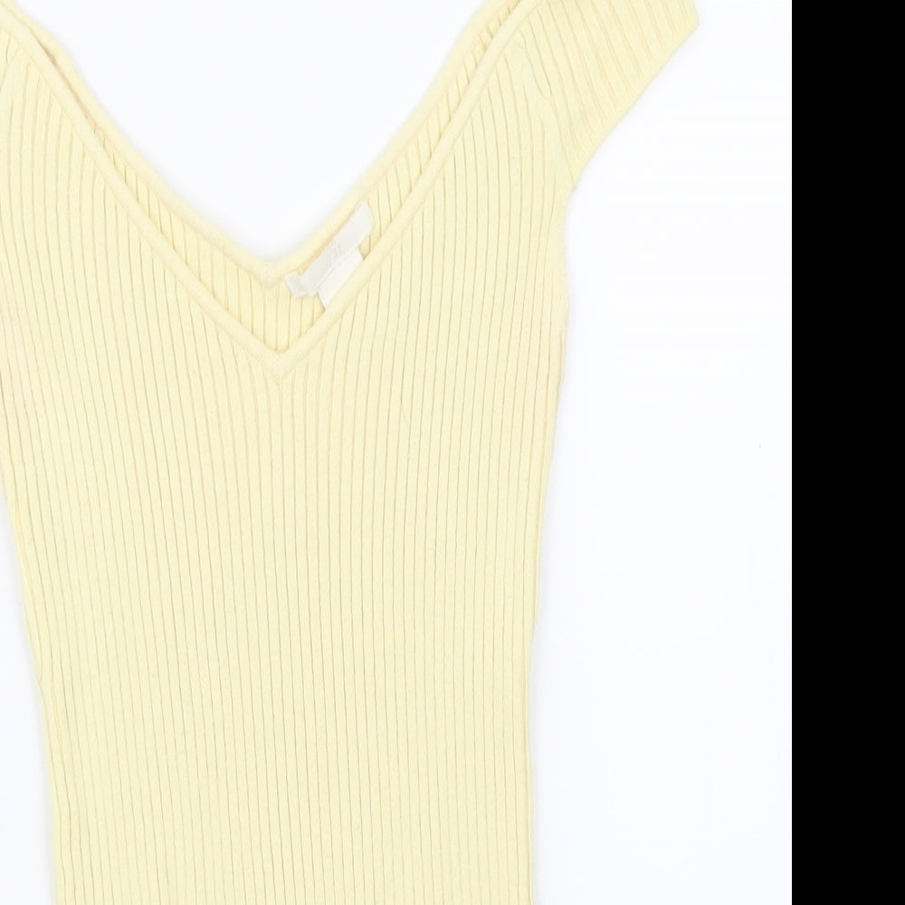 H&M Womens Yellow   Basic T-Shirt Size S