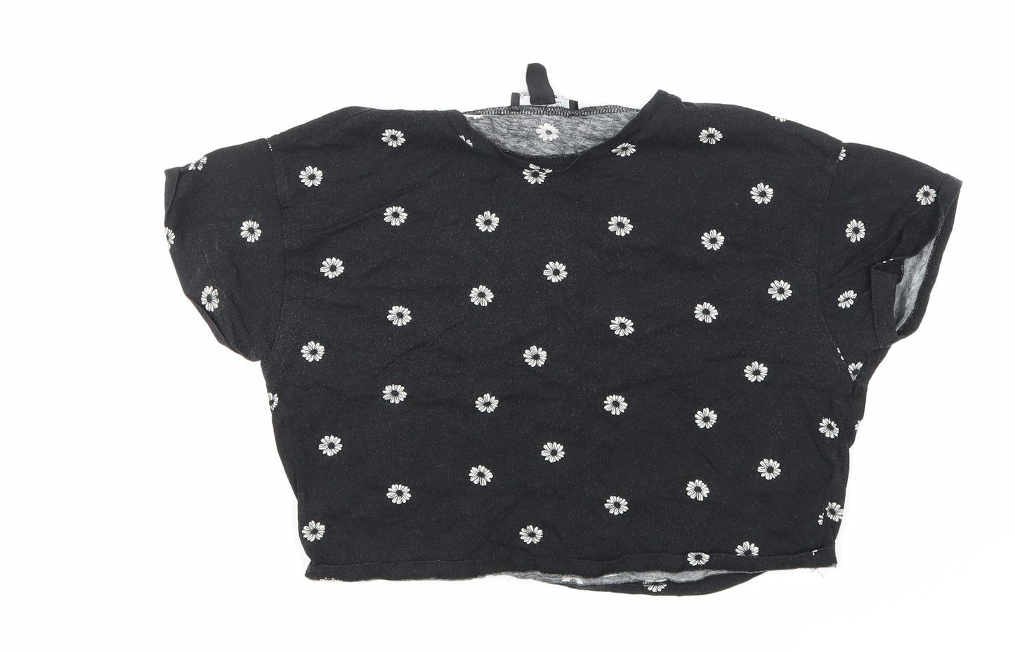 newlook Girls Black Floral  Cropped T-Shirt Size 12-13 Years