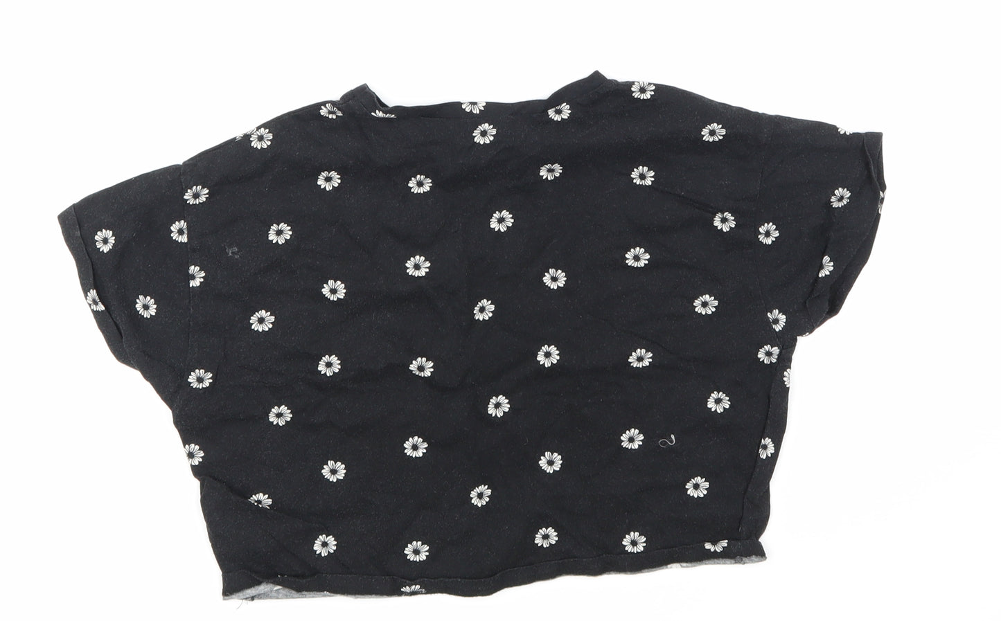 newlook Girls Black Floral  Cropped T-Shirt Size 12-13 Years