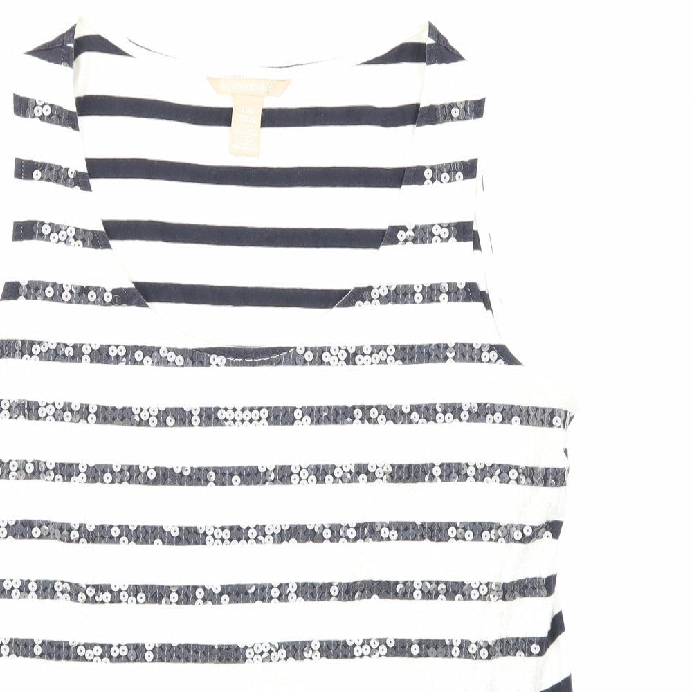 Banana Republic Womens Blue Striped  Basic T-Shirt Size L