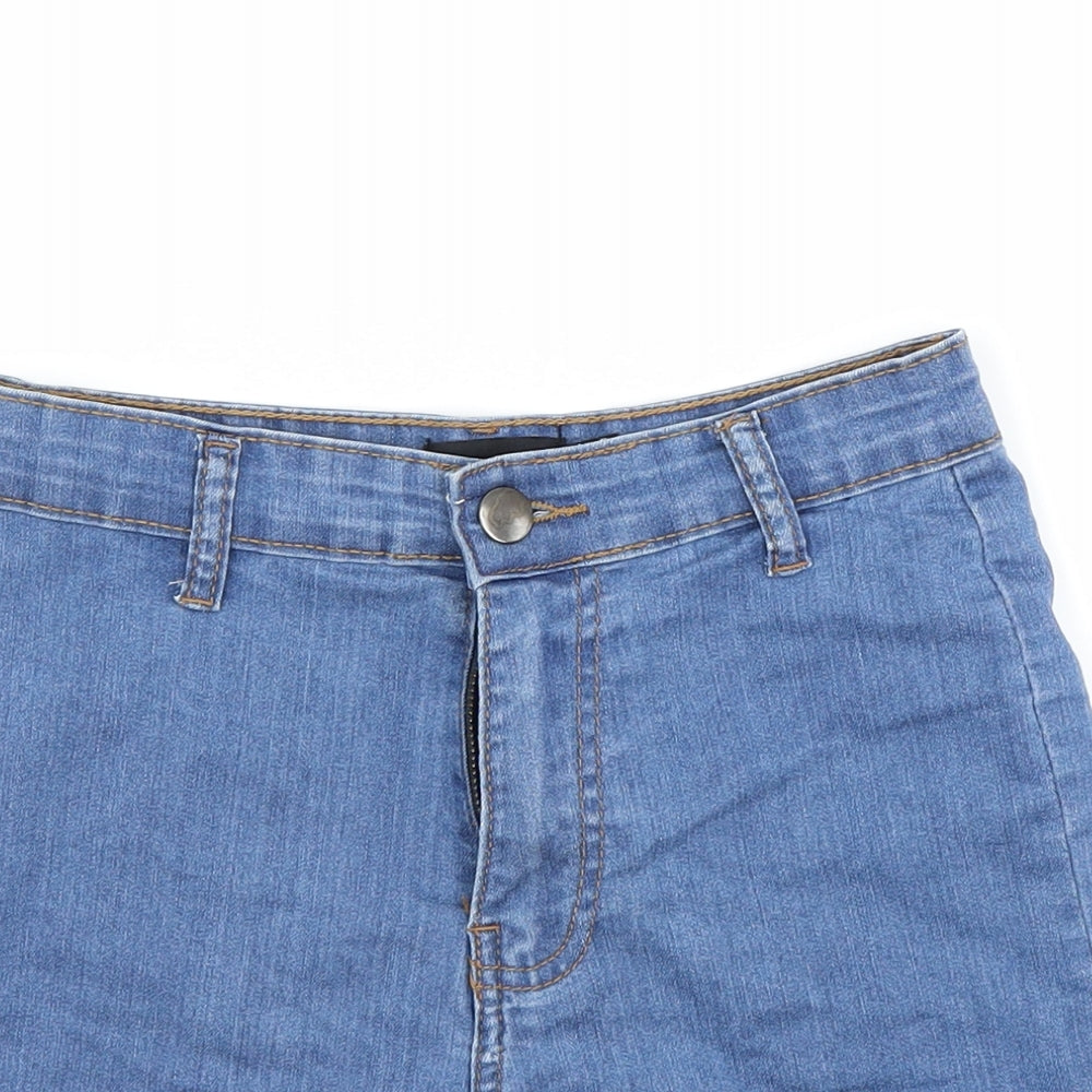 PRETTYLITTLETHING Womens Blue  Denim Cut-Off Shorts Size 6