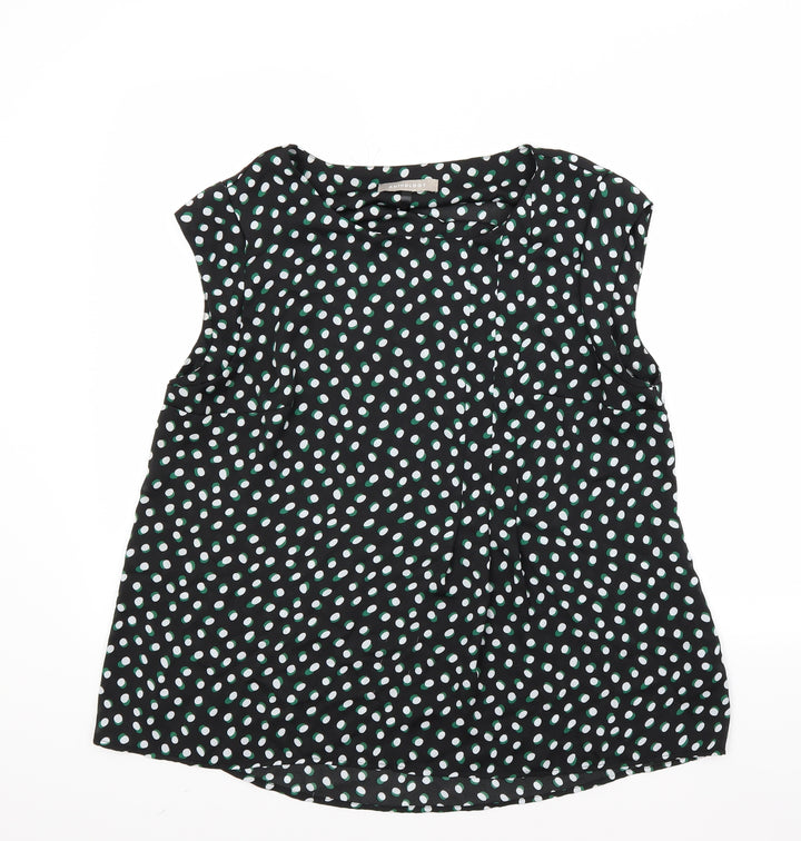 Anthology Womens Black Polka Dot Basic Blouse Size L