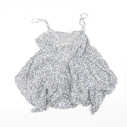 pre worn Womens White Floral  Basic Blouse Size 12