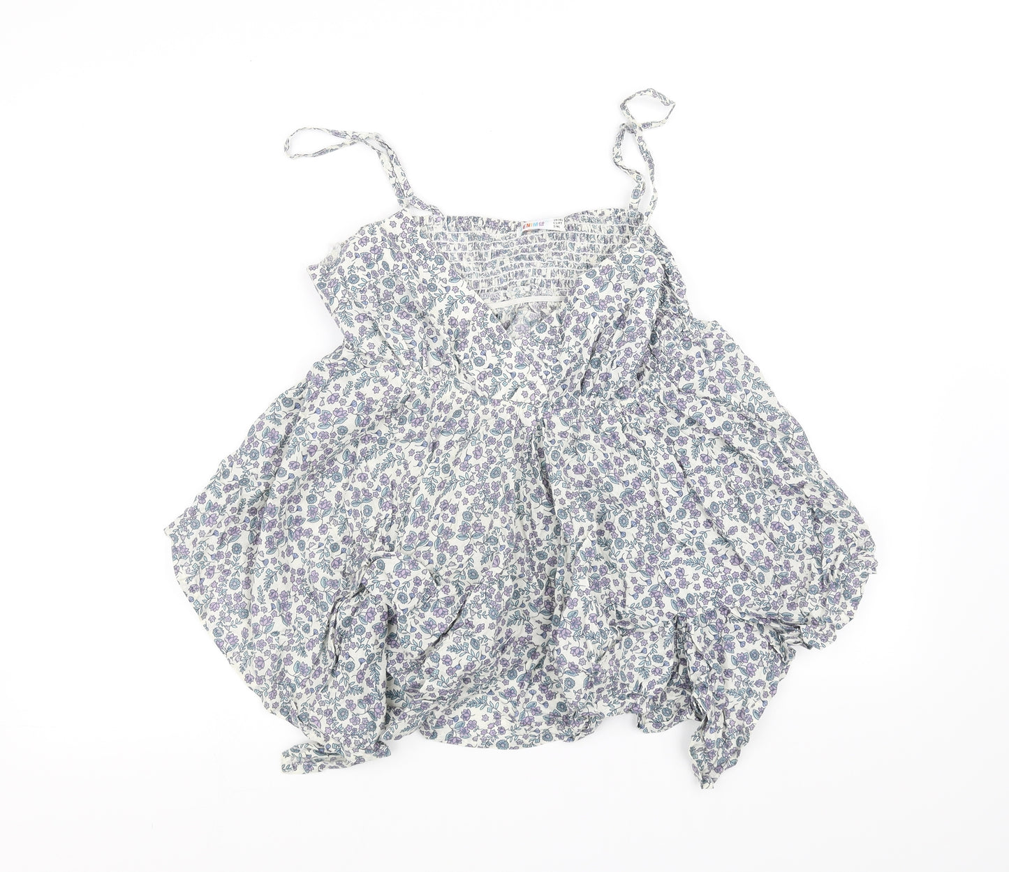 pre worn Womens White Floral  Basic Blouse Size 12