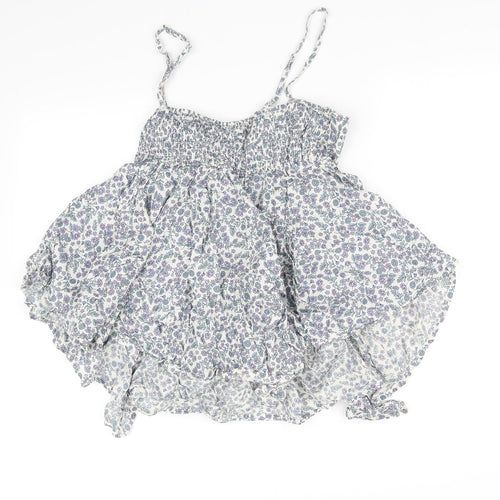 pre worn Womens White Floral  Basic Blouse Size 12
