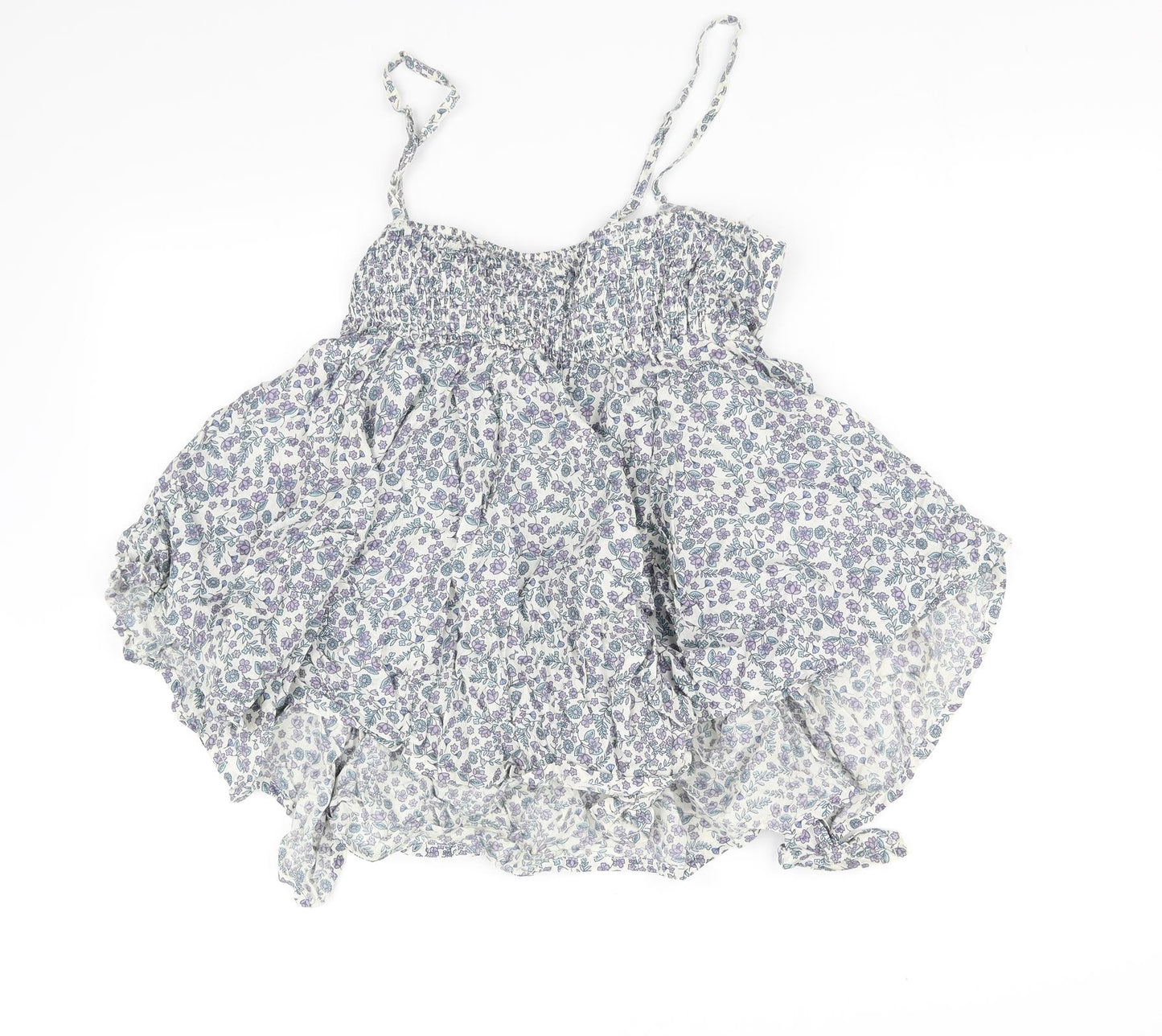 pre worn Womens White Floral  Basic Blouse Size 12