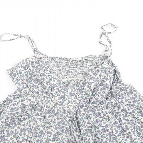 pre worn Womens White Floral  Basic Blouse Size 12