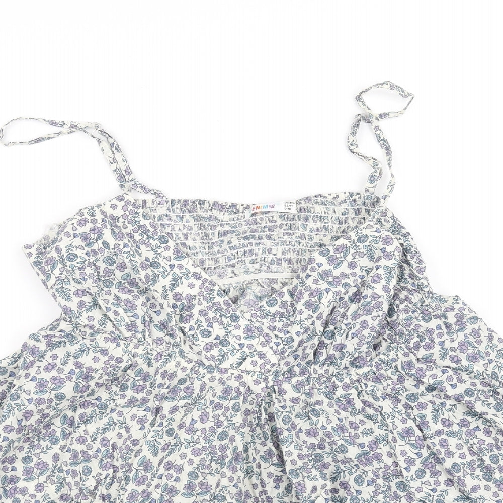 pre worn Womens White Floral  Basic Blouse Size 12