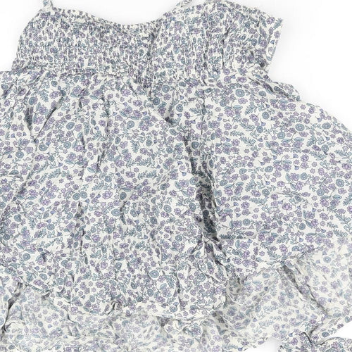 pre worn Womens White Floral  Basic Blouse Size 12
