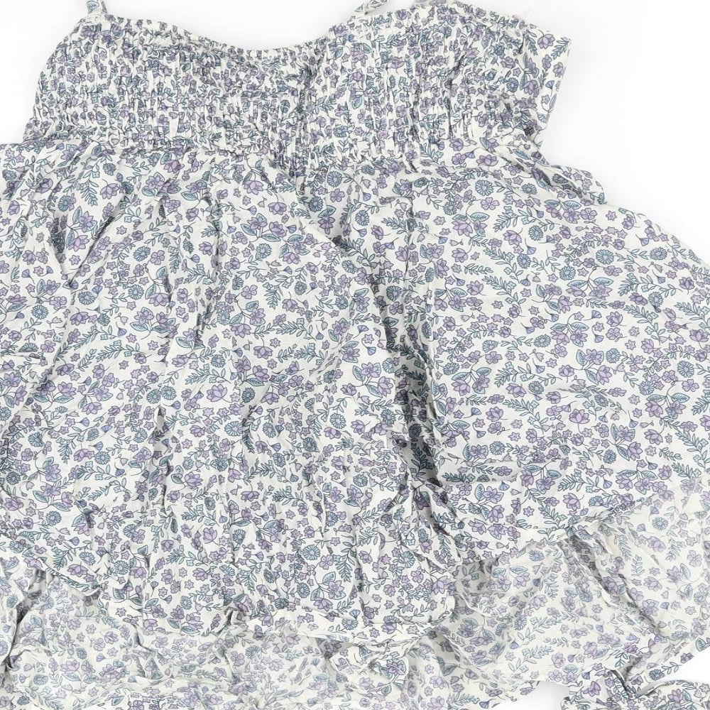pre worn Womens White Floral  Basic Blouse Size 12