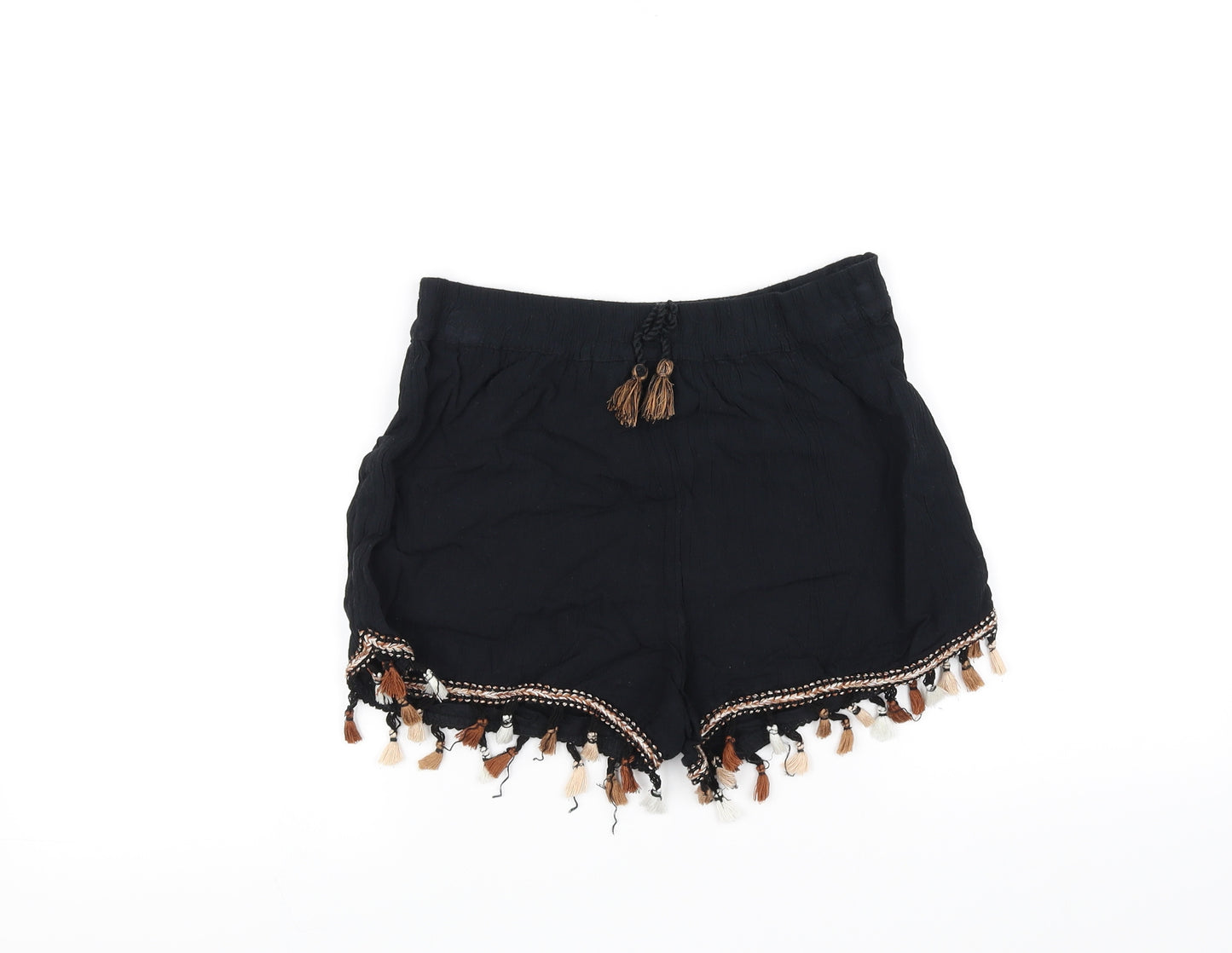 pre worn Girls Black   Cut-Off Shorts Size 12 Years