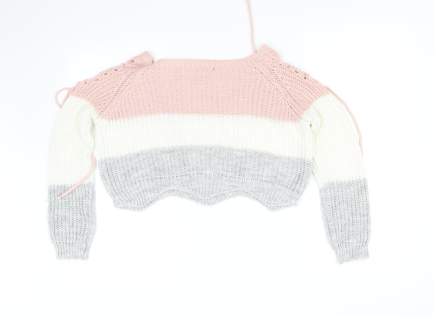 quix Girls White Striped  Pullover Jumper Size S