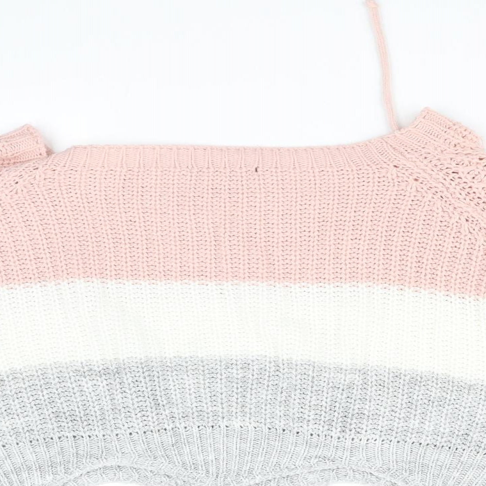 quix Girls White Striped  Pullover Jumper Size S