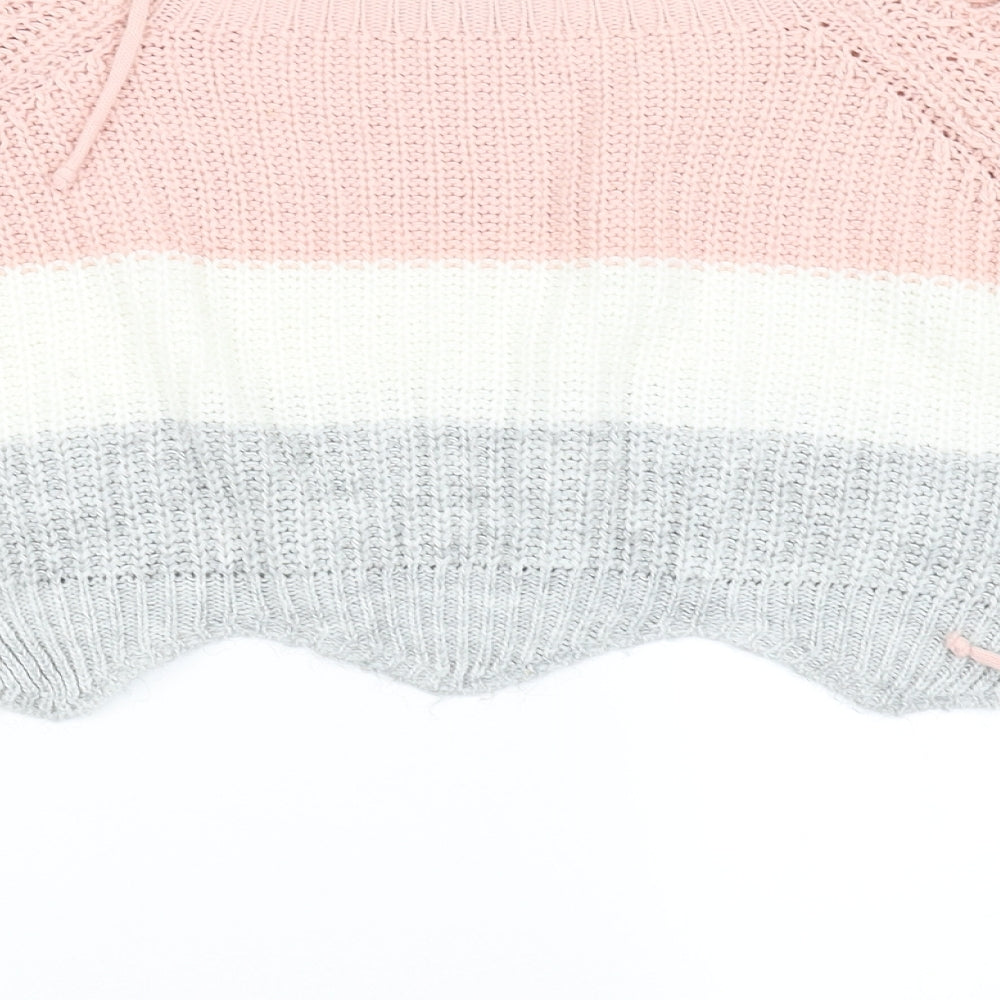 quix Girls White Striped  Pullover Jumper Size S