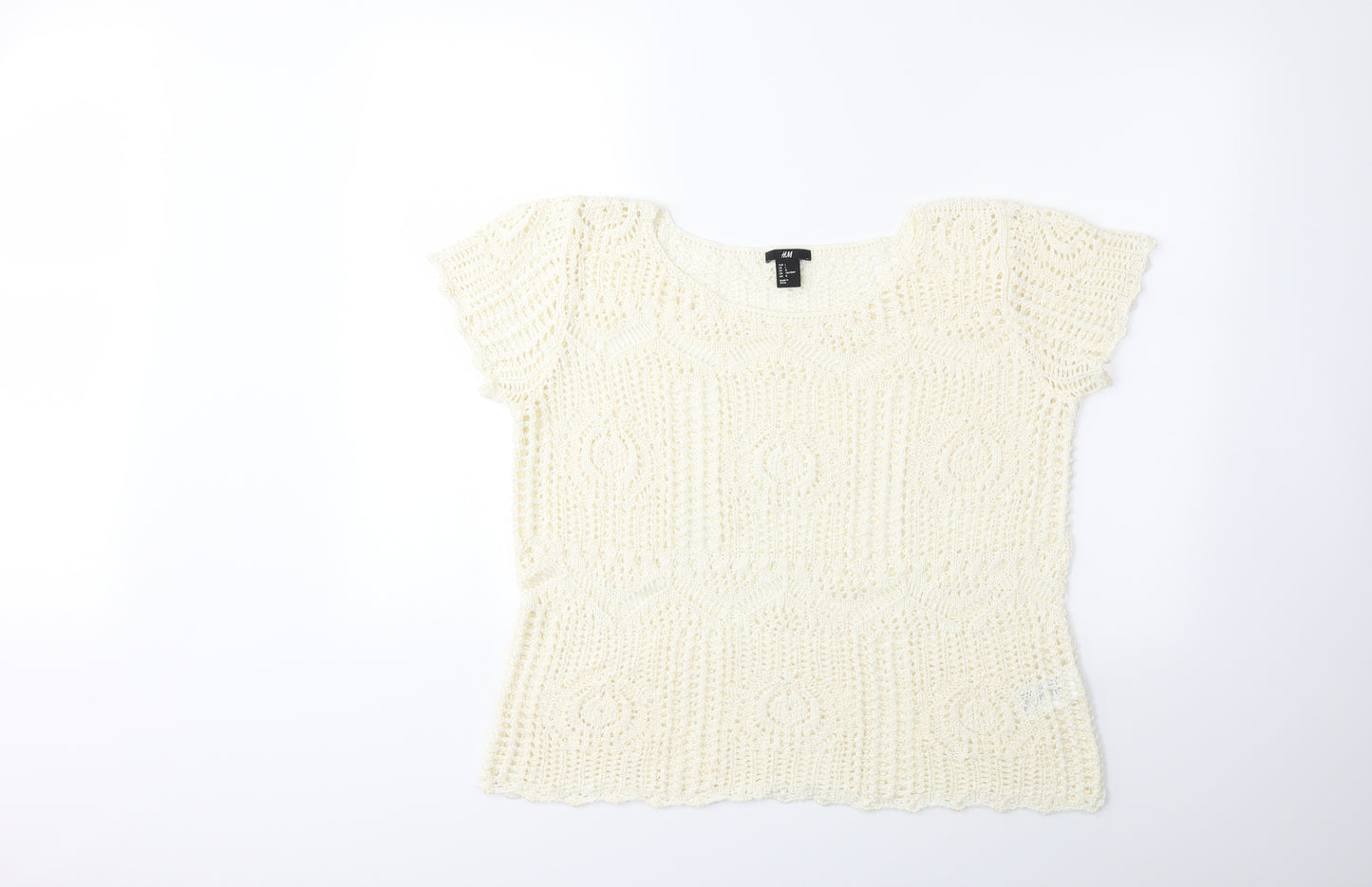 H&M Womens White   Pullover Jumper Size L