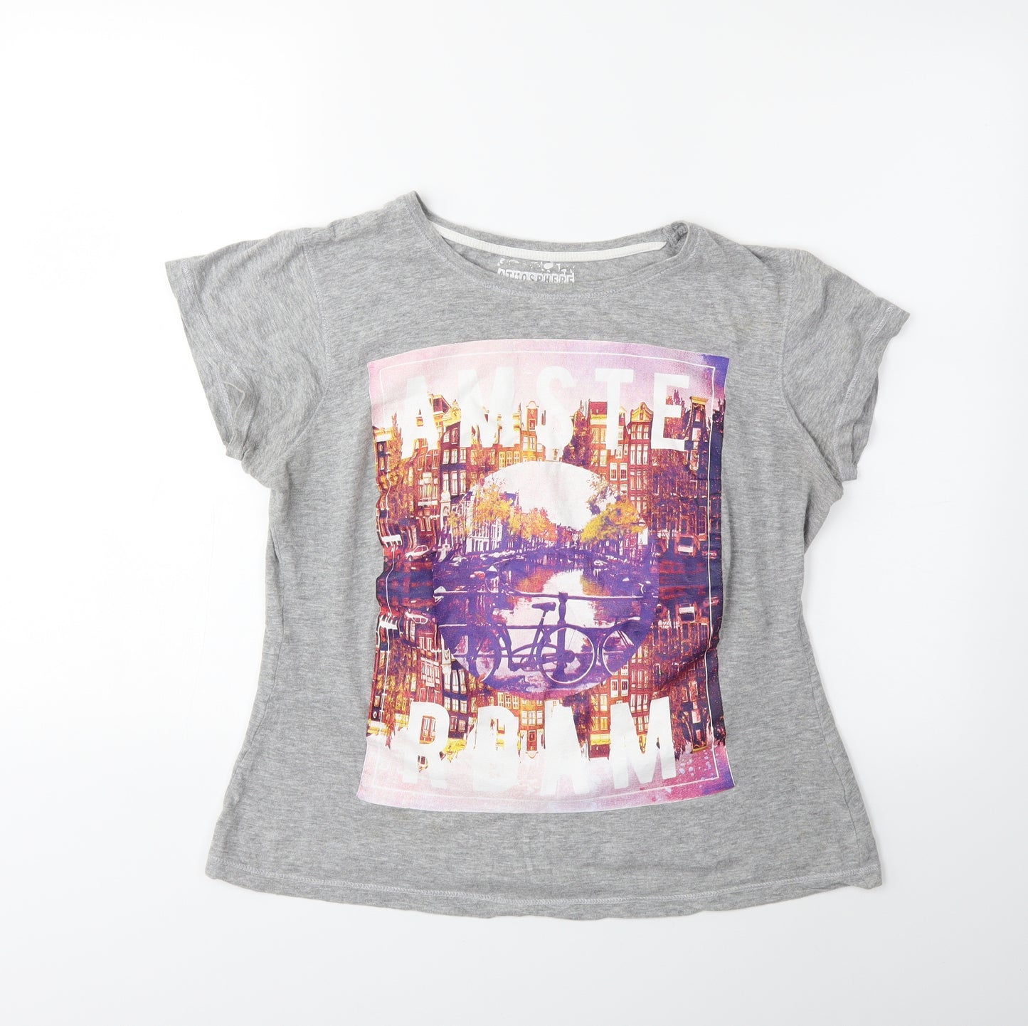 Atmosphere Womens Grey   Basic T-Shirt Size 14  - Amsterdam