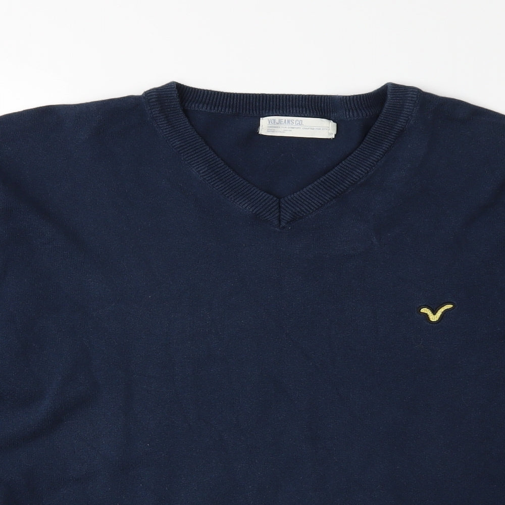 Voi Mens Blue  Knit Pullover Jumper Size XL