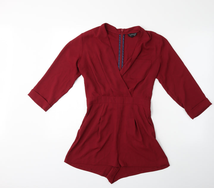 Topshop Womens Red Playsuit One-Piece Size 8