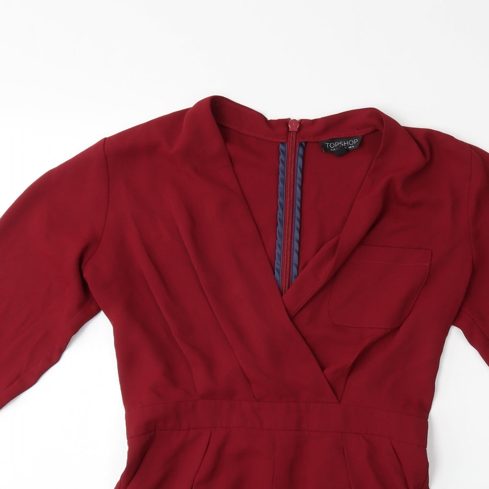 Topshop Womens Red   Playsuit One-Piece Size 8