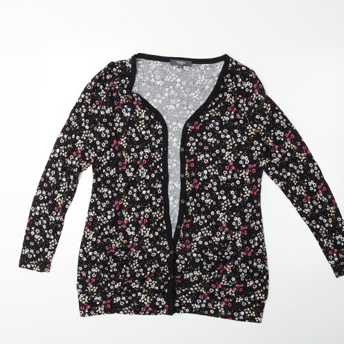 STUDIO BASICS Womens Black Floral  Cardigan Jumper Size 8