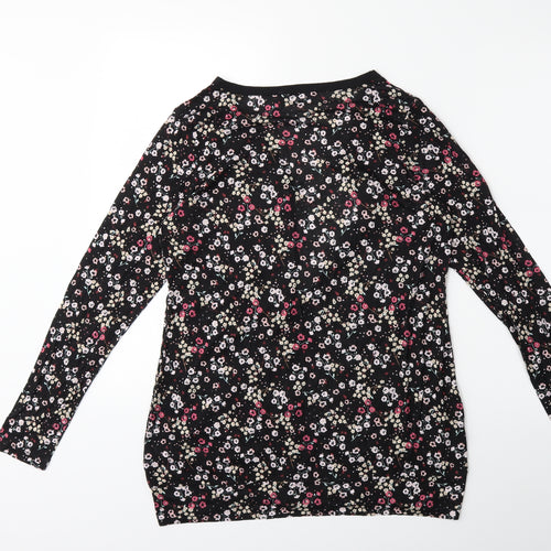 STUDIO BASICS Womens Black Floral  Cardigan Jumper Size 8