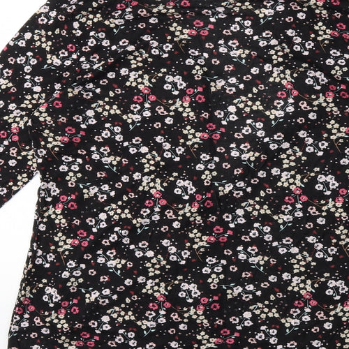STUDIO BASICS Womens Black Floral  Cardigan Jumper Size 8