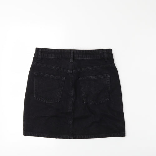 Topshop Womens Black  Denim Mini Skirt Size 8