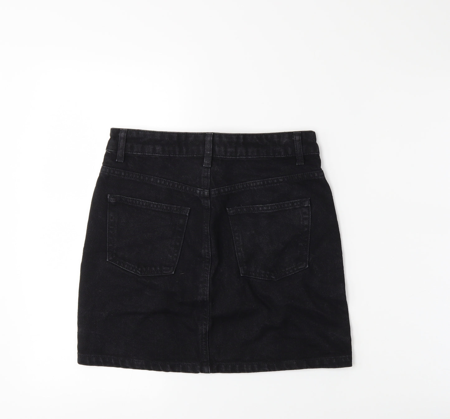 Topshop Womens Black  Denim Mini Skirt Size 8