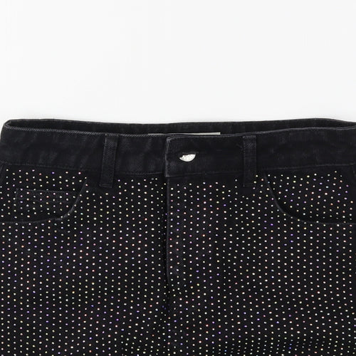 Topshop Womens Black  Denim Mini Skirt Size 8