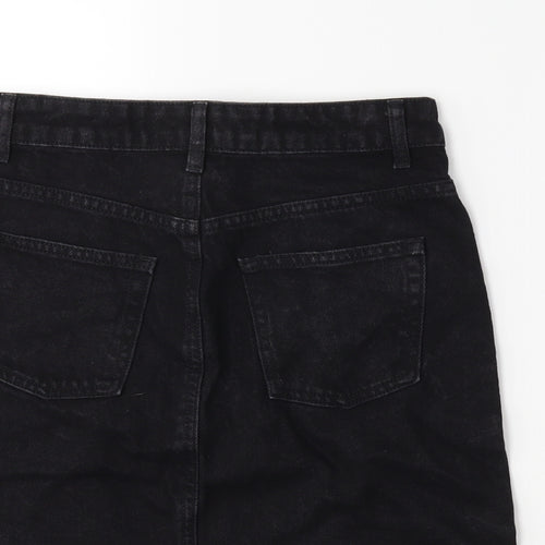 Topshop Womens Black  Denim Mini Skirt Size 8