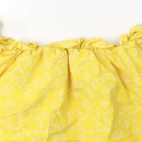 Preworn Womens Yellow Floral  Basic Blouse Size M
