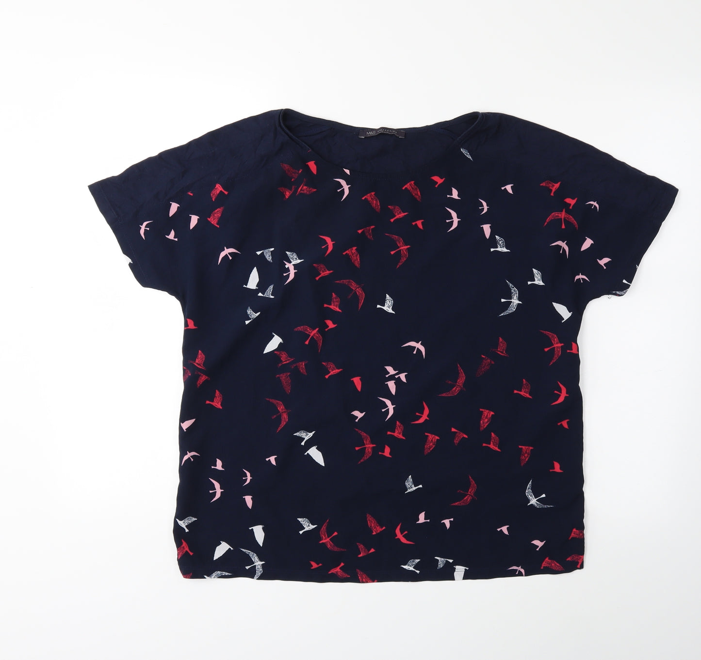 Marks and Spencer Womens Blue Animal Print  Basic T-Shirt Size 14