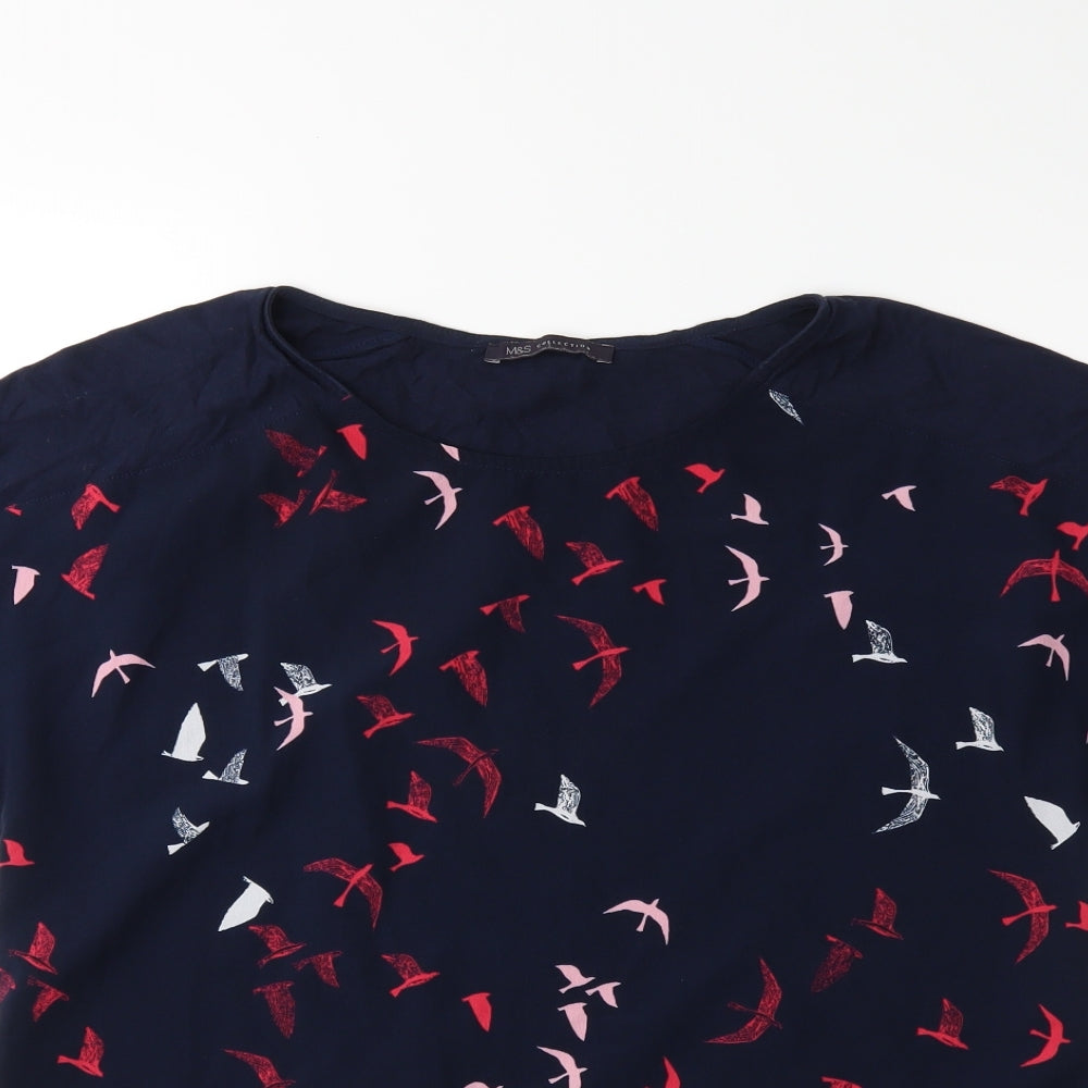 Marks and Spencer Womens Blue Animal Print  Basic T-Shirt Size 14