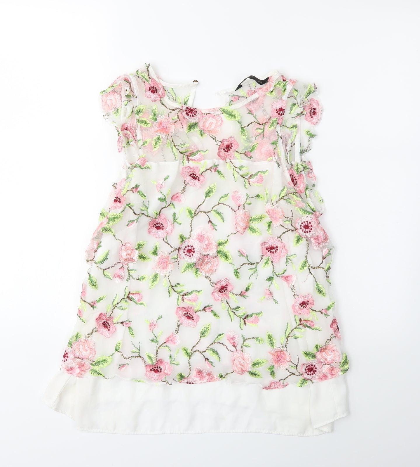 F&F Womens White Floral  Basic Tank Size 18
