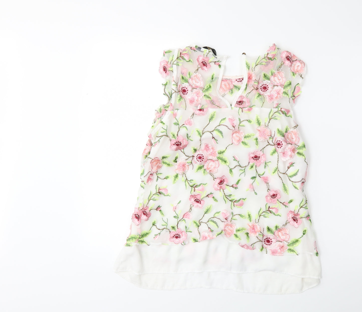 F&F Womens White Floral  Basic Tank Size 18