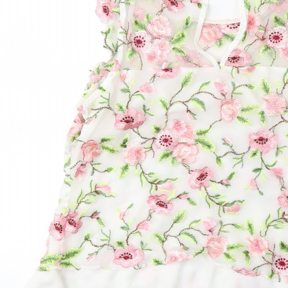 F&F Womens White Floral  Basic Tank Size 18