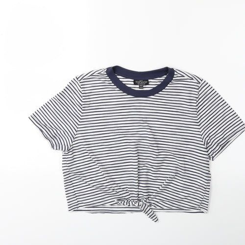 Topshop Womens Blue Striped  Basic T-Shirt Size 12