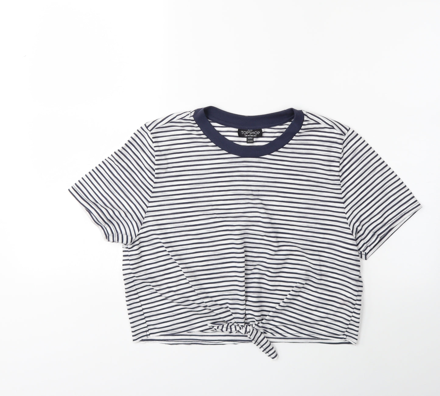 Topshop Womens Blue Striped  Basic T-Shirt Size 12