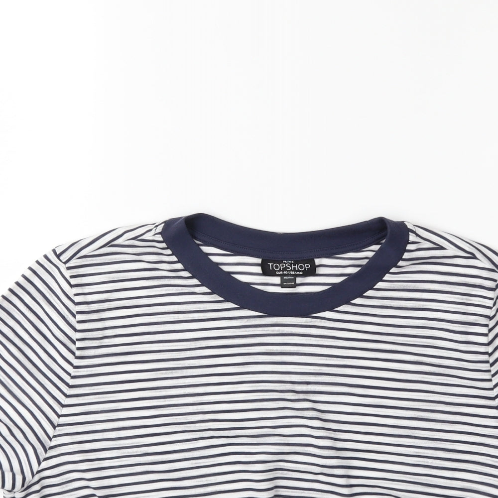 Topshop Womens Blue Striped  Basic T-Shirt Size 12