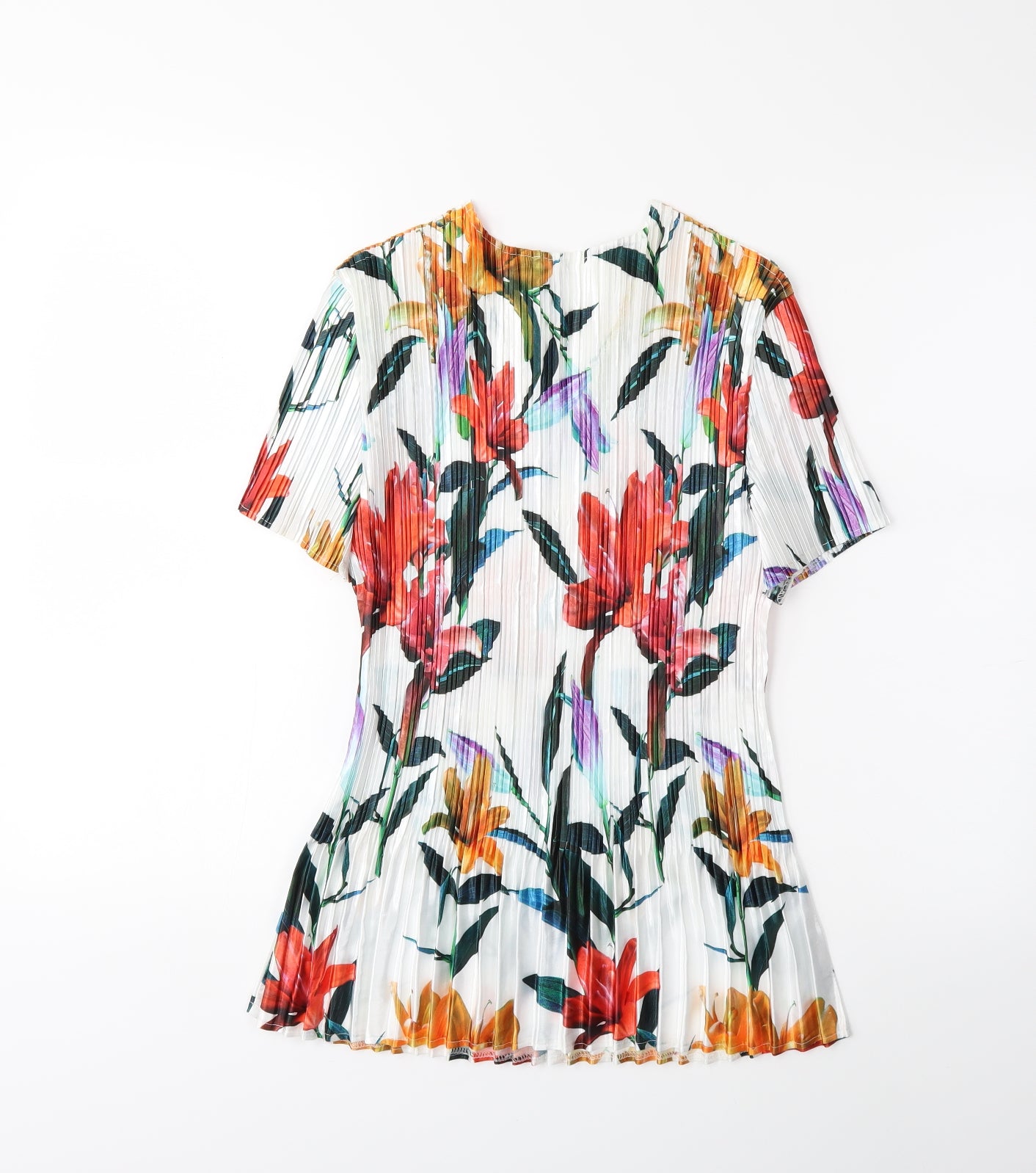 Mitzy Womens White Floral  Basic T-Shirt Size S