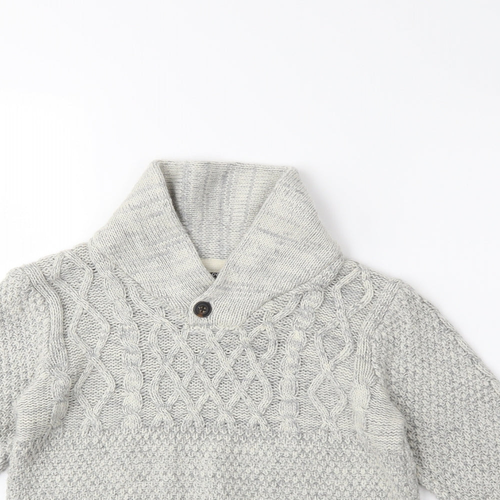 Primark Boys Grey  Knit Pullover Jumper Size 12 Years