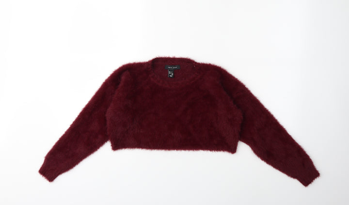 New Look Womens Red  Knit Pullover Jumper Size S