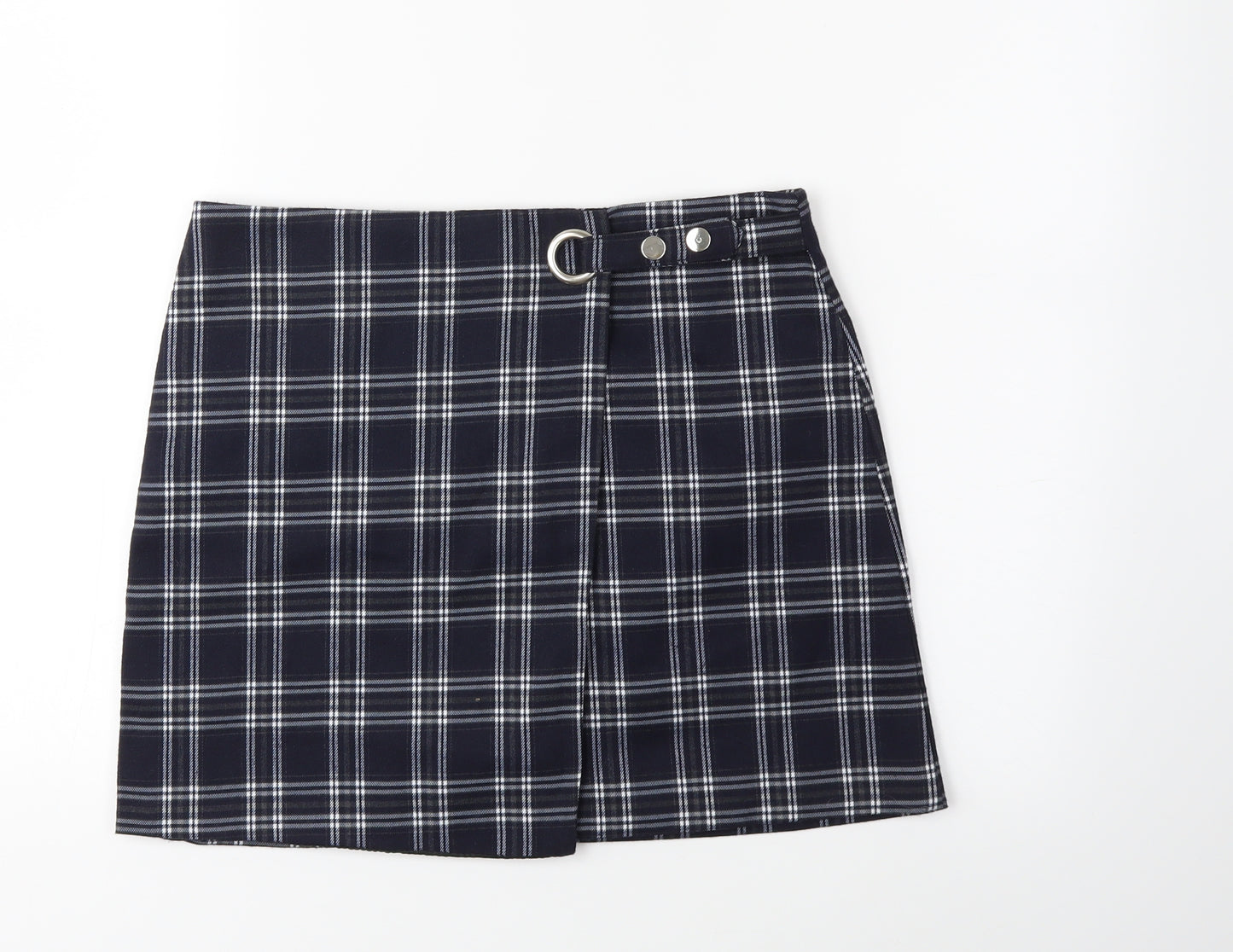 Preworn Womens Blue Check  Mini Skirt Size 27 in