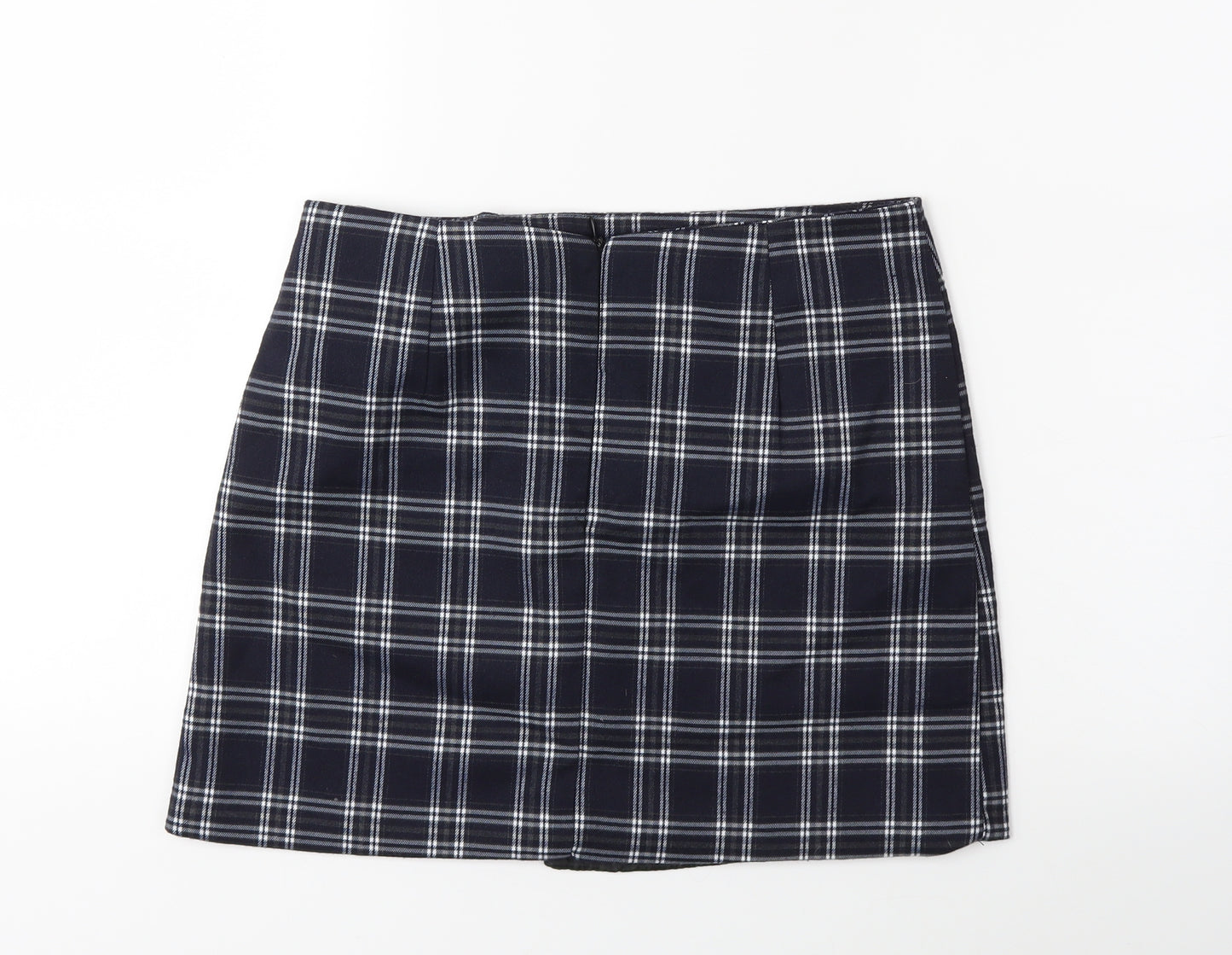 Preworn Womens Blue Check  Mini Skirt Size 27 in
