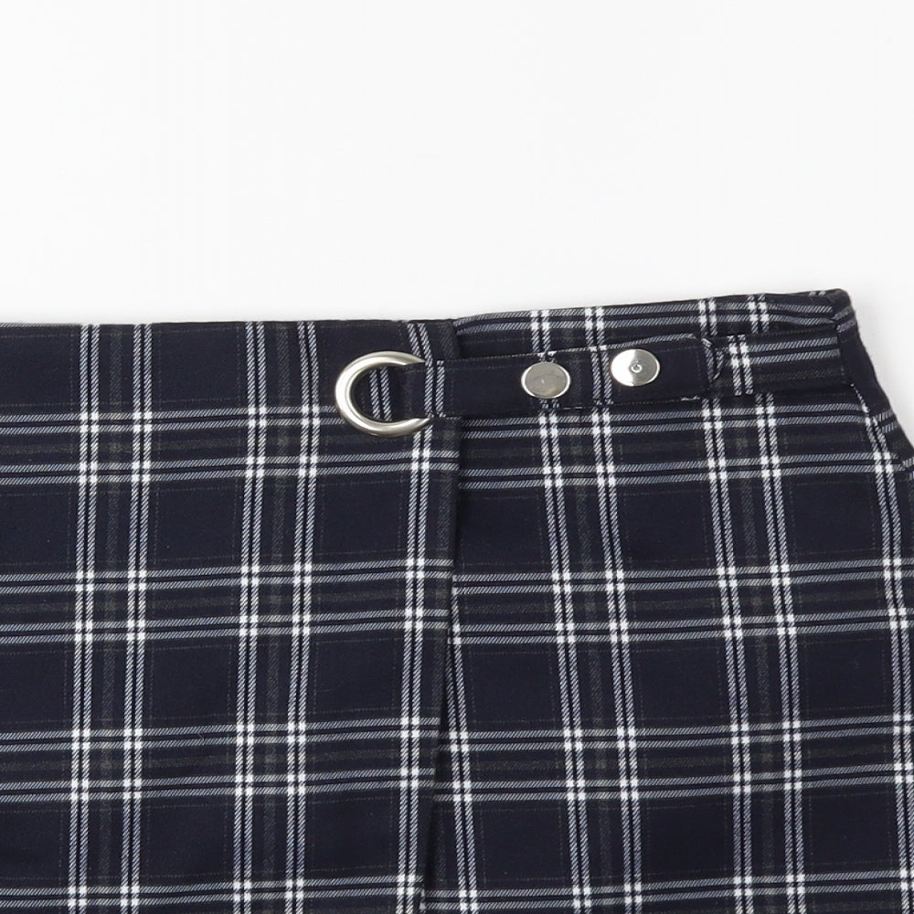 Preworn Womens Blue Check  Mini Skirt Size 27 in